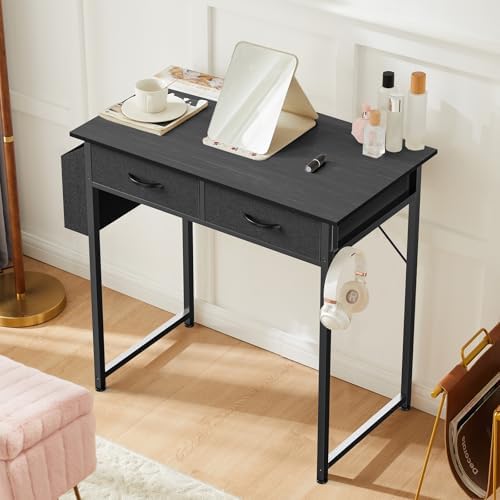 Sweetcrispy 32 Inch Small Computer Desk, Fabric Drawers, Side Bag - Image 2