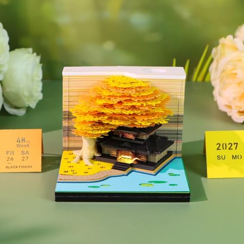 3D Time Piece Calendar, 2027 Desk Calendar With LED Light, 3d Tree Memo Pad Creative Desk Calendar, Christmas Gift for Colleague Friend, Desktop Decoration - Image 2