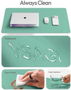 YSAGi Leather Desk Protector, Office Mat, Large Mouse Mat, Non-Slip PU Leather Blotter, Laptop Desk Mat, Waterproof Writing Pad for Office and Home(Green-Blue, 63" x 24") - Image 7