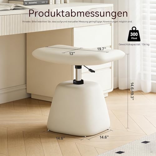 PU Leather Ottoman for Small Space, Swivel Vanity Stool with Adjustable Height,Upholstered Ottoman Foot Rest Under Desk for Living Room, Bedroom, Entryway - Image 2