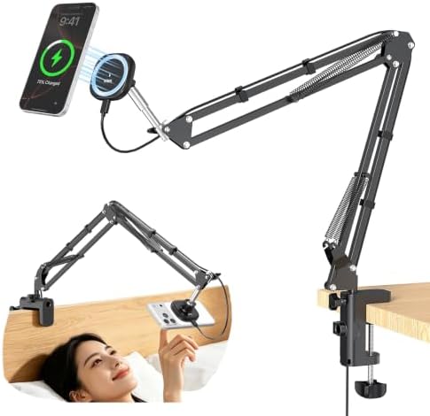 VRIG Magnetic Wireless Charger Phone Stand for Bed Desk Flexible Long Arm by VRIGDirect