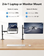 HUANUO Laptop Desk Mount - 17' to 32' Monitor Arm - Image 2