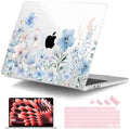 DONGKE for MacBook Air 13 Inch Case M5 2026 M4 2025 M3 M2 2024-2022 A3449 A3240 A3113 A2681, Plastic Hard Shell & Keyboard Cover & Screen Film for MacBook Air 13.6 Inch Case - Blue Flowers by DONGKE