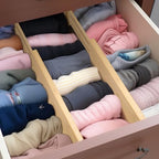Fabsome Dresser Drawer Organizers 6 Pack, 4.65'' High Adjustable from 12.5-17‘’ Bamboo Drawer Dividers for Clothing Baby Clothes, Wooden Separators for Dresser Nursery Organization with Soft Foam Ends - Image 2
