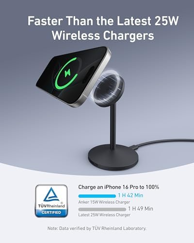 Anker MagSafe Charger, MagGo Qi2 15W 360-Degree Wireless Charger Stand - Image 2