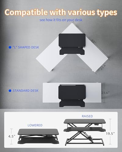 YIHAYO 32" Electric Standing Desk Converter, Adjustable Desk Riser, Black - Image 6
