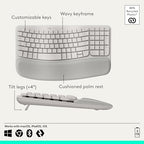 Logitech Wave Keys Ergonomic Wireless Keyboard with Palm Rest - Sand - Image 6