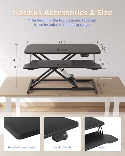 YIHAYO 32" Electric Standing Desk Converter, Adjustable Desk Riser, Black - Image 2