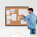 Extra Large Cork Bulletin Board 48" X 48", Foldable Notice Pin Board for Wall, Black Wood Framed 4'x4' Corkboard, Wall Mounted Noticeboard with 32 Push Pins for School, Home & Office - Image 2