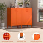 IRONFFICE Metal Storage Cabinets, Orange Cabinets with Adjustable Shelves, Steel Locker with 2 Doors, Morden Accent Cabinet for Home Office, Living Room, Orange - Image 5