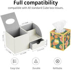 Nightstand Organizer with Tissue Holder,PU Leather Square Tissue Box Cover - Image 2