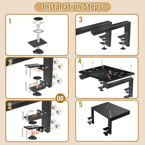 Desk Extender 15 in Clamp on Desk Shelf for Metal Organizer - Image 7