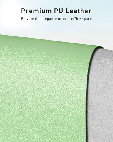 Aothia Faux Leather Desk Mat - Large Mouse Pad, Non-Slip PU Leather Blotter, Waterproof Writing Surface for Office and Home (Foam Green, 63" x 17") - Image 2