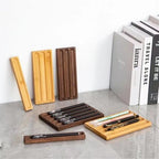 Pen holder Organizer of Office desks,Walnut Desk Pen Stand,Wave Pen Tray Accessory,Teacher Gifts,Suitable for School,Home,Desktop Art Accessories (Log, 5 Grid) - Image 5