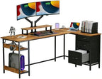 DEVAISE Computer Desk, Home Office, 66 Inch with Drawers, Rustic Brown by DEVAISE
