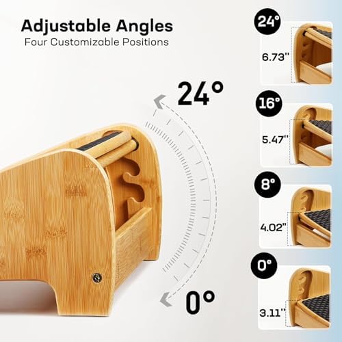HUANUO Bamboo Under Desk Footrest with 4 Heights and Massage Texture - Image 3