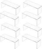 Aminigram 8 Pack Risers Shelf, Clear Display Stands 12.4L x 4W x 4.6H in by Aminigram