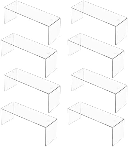 Aminigram 8 Pack Risers Shelf, Clear Display Stands 12.4L x 4W x 4.6H in by Aminigram