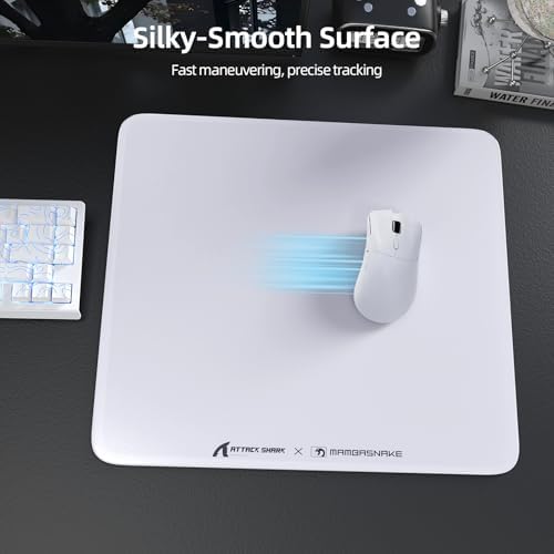 ATTACK SHARK CM05 Glass Gaming Mouse Pad,17.7x15.7 in Large Mouse Mat，Non Slip 9H Hard Mousepads,Nano-Textured Glass Surface with Improved Precision and Speed for FPS Players-Pure White - Image 3