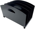 Huron Desktop File Organizer Vertical 4 Slot w/Handles, Black Steel - Image 3