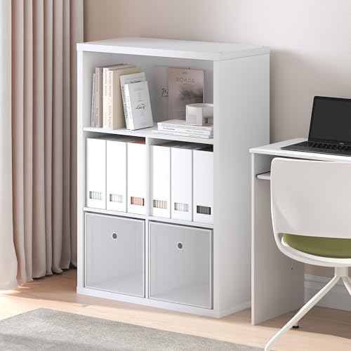 Furinno Cubicle Book Shelf, 5-Cube Bookshelf, Extra Thick Frame Cube Storage Organizer Bookcase with Closed Back, 15.3 x 29.9 x 43.3, for Living Room, Bedroom, Home Office, White - Image 2