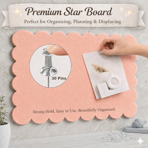 Scalloped Felt Bulletin Board 36 x 24 Inches, Pink Pin Board for Wall - Image 4