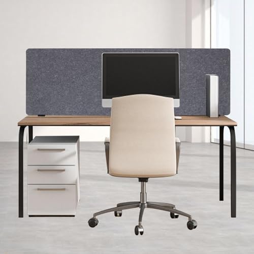 Clamp-on 60" x 24" Desk Divider Privacy Panel for Office Privacy Sound Absorbing Screen Acoustic Partition Divider Stand Up Desktop Divider Portable Cubicle Panel, Grey - Image 3