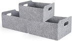 Welaxy Storage Baskets Collapsible Felt Storage bin Foldable Shelf Drawers Organizers Bins organizie Box with Handles for Kids Toys pet Toy Books Clothes Makeup Junk organise (Gray x 3) by Welaxy