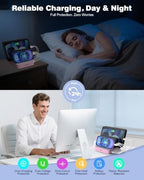 MSTJRY Charging Station for Multiple Devices : 5 Port Multi USB-A Charger Stations Multi-Device Organizer Charging Dock Designed for iPhone iPad Cell Phone Tablets (7 Short Cables Included), Pink - Image 4