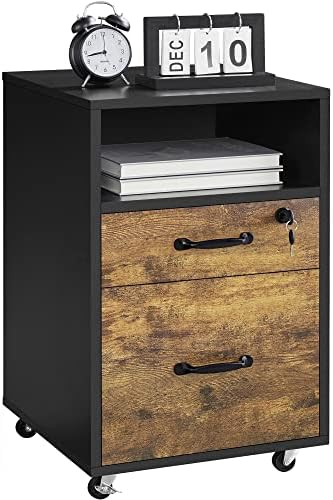 Yaheetech 2-Drawer File Cabinet with Lock, Under Desk Storage, Rustic Brown by Yaheetech
