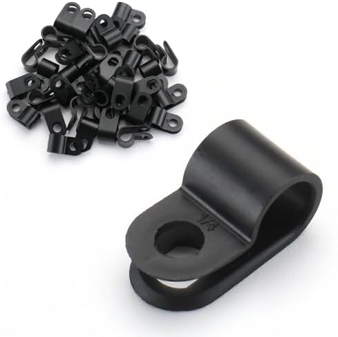 BAOMAIN 1/4-Inch R-Type Cable Clamps, 1000-Pack Black Nylon Wire Management Clips, UC-1 Screw-On Cord Fasteners for Home, Office, and Industrial Use by Baomain