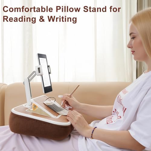 Tablet Pillow Stand with Snack Bowl, 360° Rotating Laptop Lap Desk for 4.7-13" Kindle/Tablet/Phone, 11-15" Laptop, Pillow Kindle Holder for Hands-Free Reading in Bed, Couch,Floor -Brown - Image 7