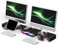 Klearlook Computer Monitor Stand Riser with Wireless Charging Pad, RGB LED Light Strip, USB 3.0 Hub (1A+1C), 48W Power Adapter, Desk Organizer for Home Office(Black-RGB) by KlearlookMaximizedClarity