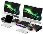 Klearlook Computer Monitor Stand Riser with Wireless Charging Pad, RGB LED Light Strip, USB 3.0 Hub (1A+1C), 48W Power Adapter, Desk Organizer for Home Office(Black-RGB) by KlearlookMaximizedClarity