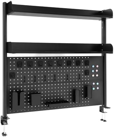 Clamp On Desk Organizer Shelf, 2 Tier Clamp-on Above or Under Desktop Storage Shelf Multipurpose Desktop Bookshelf Shelving Unit for Table Accessories (Black) - Image 6