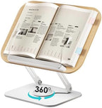 Viozon Book Stand for Reading,Book Holder, Height&Angle Adjustable, 360° Rotating Base, Foldable and Portable, Lightweight for Office, Kitchen, School Textbook, Recipe, Magazine,Kindle,Tablet LW by viozon