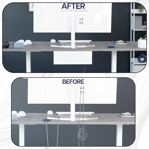 VIVO White 17 inch Extra Deep Cable Management Tray, DESK-AC16-1CW - Image 4