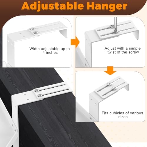 11in Office Cubicle Corner Shelf with Hooks Cubical Shelf Hanging White - Image 6