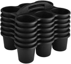 ALINK 6 Pack Classroom Caddy Storage Basket with Handle, Plastic Drink Cup Caddy Holder, 6 Compartments for Kids, Table, Office, Arts, Crafts, Crayon, Marker, Pencil, School Supplies - Black by ALINK
