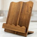 Beautiful Wooden Cookbook Stand for Your Kitchen Counter – Solid Wood Scalloped Book Holder (Acacia) by MoncurHome