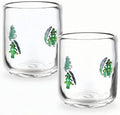 SiliFine 2 Pcs Green Christmas Tree Icon Juice Glasses by SiliFine