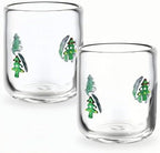 SiliFine 2 Pcs Green Christmas Tree Icon Juice Glasses by SiliFine