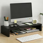 Solid Wood Monitor Stand Riser & Laptop Stand Desk Organizer - Office Accessories for PC Workspace, Computer Organization, Countertop Hutch Black 19.7x7.9x3in by Unknown