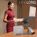 Lifelong 20" Tall Adjustable Laptop Stand with Phone & Tablet Holder - Image 2