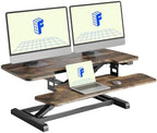 FLEXISPOT 36" Electric Standing Desk Converter, Motorized Sit to Stand Desk Riser, Height Adjustable Desktop Dual Monitor Workstation with Large Keyboard Tray, Rustic Color by Unknown