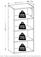 Furinno Basic Book Shelf, 4-Tier Bookcase with Open Shelf, Bookshelf, Cube Storage Organizer, 11 x 17 x 35, for Living Room, Bedroom, Home Office, White - Image 3