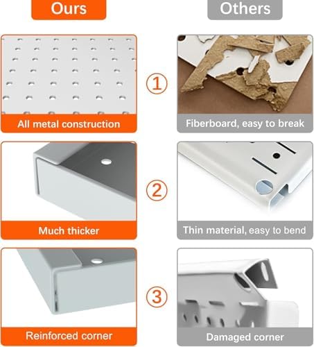 TORACK Metal Pegboard with Accessoreis for Garage Wall, Tool Organizer Pegboard with Hooks, Wall Mounted Bins/Shelf, Tool Storage Peg Board for Wall(Grey) - Image 4