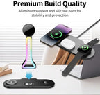 Transform Your Desk – 3-in-1 Wireless Charging Station with Headphone Stand, Dual USB Ports, 15W Fast Charger for Phone/A-irPods/A-pple Watch, RGB Light, LED Alarm Clock – Charge 5 Devices at Once - Image 6