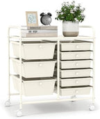 LDAILY 9 Drawer Rolling Storage Cart, Rolling Cart with Drawers for Classroom, Art Supply Craft Organizer on Wheel with Metal Frame & Handles for Home Office School by LDAILY