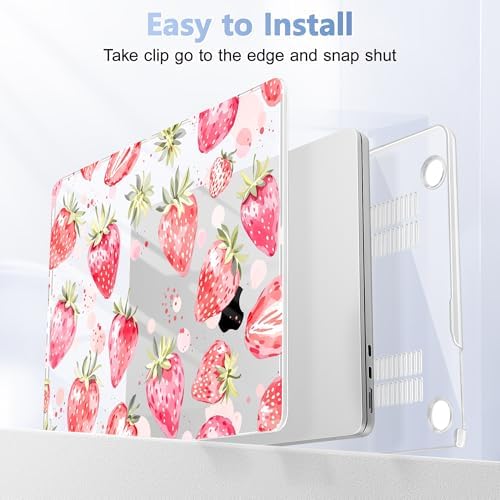 Case for 2026/2025/2024/2023 MacBook Air 15-inch Laptop Release M5 A3448 /M4 A3241 /M3 A3114 /M2 A2941, Stylish Protective Hard Shell Cover for MacBook Air 15.3 inch, Strawberries - Image 5